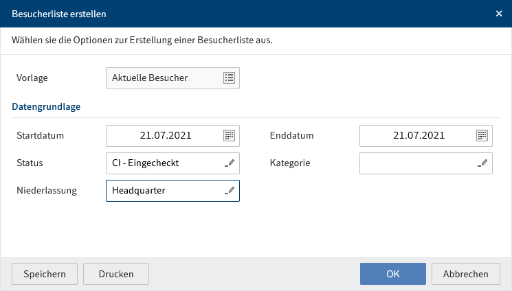 Dialog 'Besucherliste erstellen'