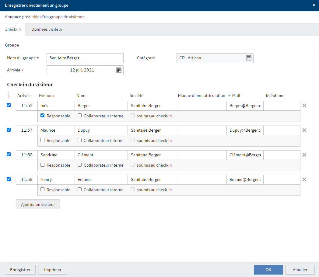 Dialog 'Gruppe direktanmelden', Tab 'Check-in'