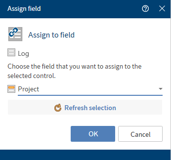 'Assign field' dialog box
