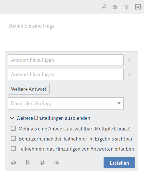 Dialog 'Umfrage erstellen'