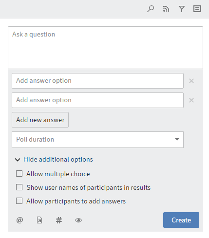 'Create poll' dialog box