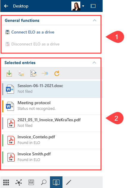 'Desktop' work area, not connected to ELO