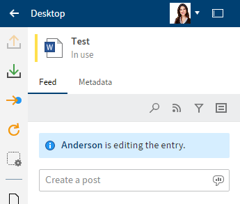 'Desktop 'work area; 'In use' status