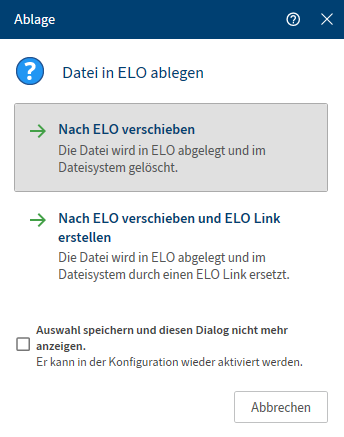Dialog 'Ablage'