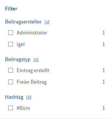 Filtermöglichkeiten