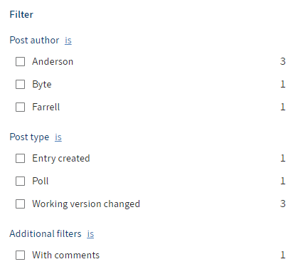 Filter options