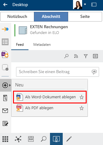 Funktion 'Als Word-Dokument ablegen'