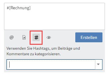 Button 'Hashtag einfügen'