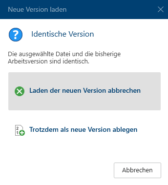  Dialog 'Identische Version'