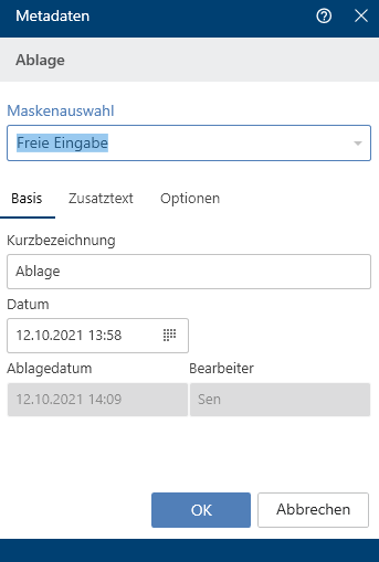 Dialog 'Metadaten'