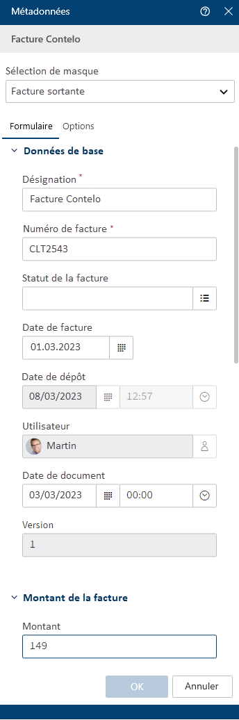 Nouveau masque des métadonnées de la génération 2