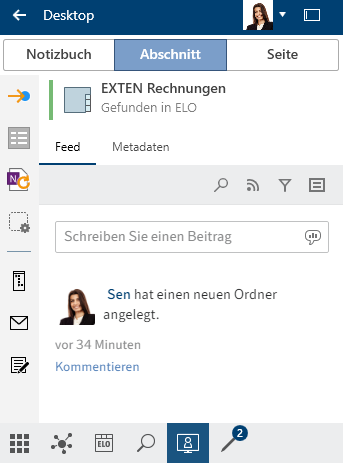 Funktionsbereich 'Desktop'; Tab 'Abschnitt'