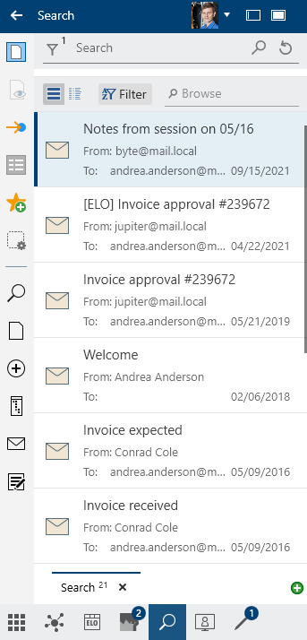 Search results of the combined search