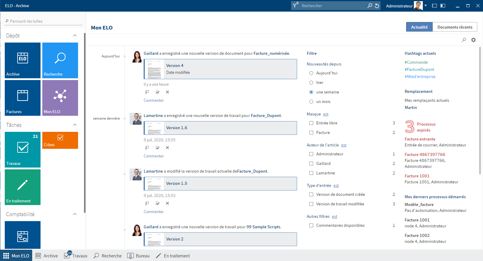 Interface du client Desktop ELO Plus; section 'Mon ELO'