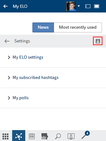 'My profile' button in the 'My ELO' settings