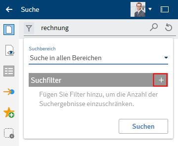 Button 'Hinzufügen' im Bereich 'Suchfilter'