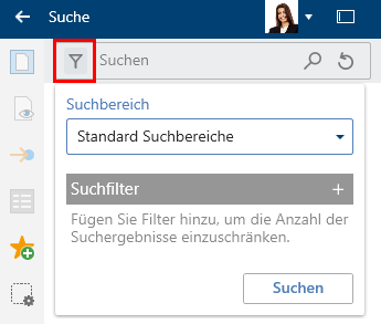 Eingeblendete Suchoptionen