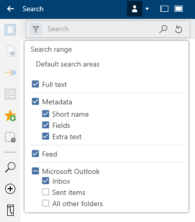 Select 'Microsoft Outlook' search range