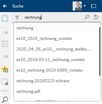 Suchvorschläge bei der Eingabe eines Suchbegriffs