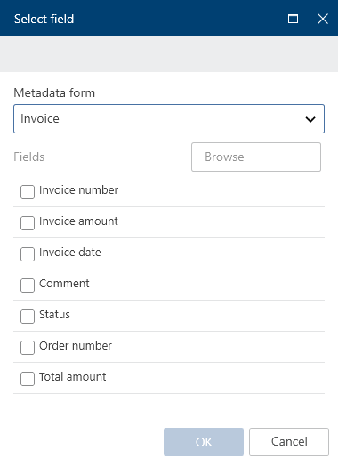 'Select field' dialog box