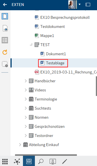 Ausgewähltes Dokument in der Ablage