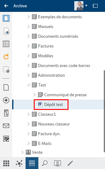 Document sélectionné dans l'archive