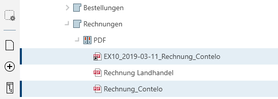 Markierte Einträge im Funktionsbereich 'Ablage'