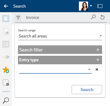Selected search filter