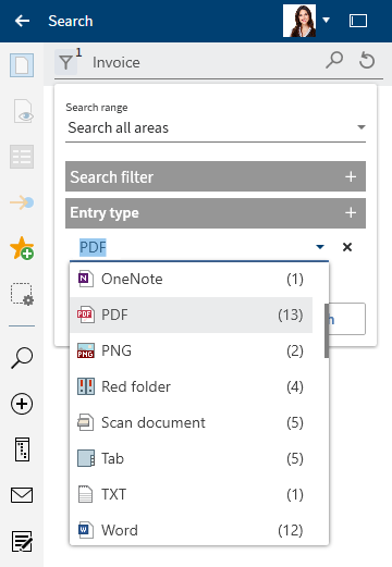 Selected value from search filter