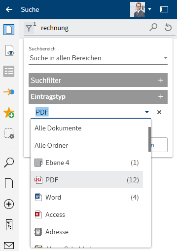 Ausgewählter Wert aus Suchfilter