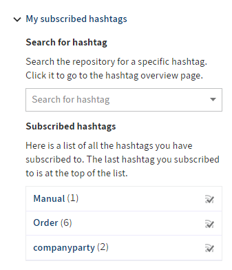 'My subscribed hashtags' settings