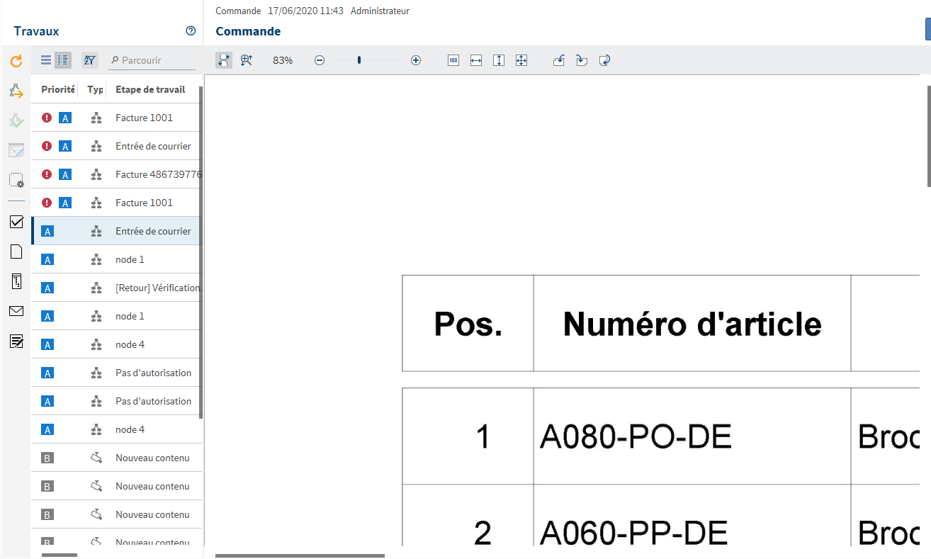 Liste de tâches avec aperçu dans l'affichage plein écran