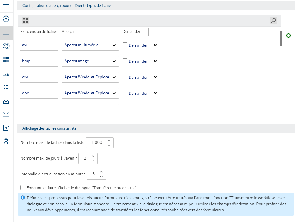 Configuration, catégorie 'Affichage (2)'