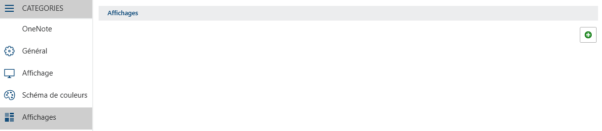 Configuration, catégorie 'Affichages'