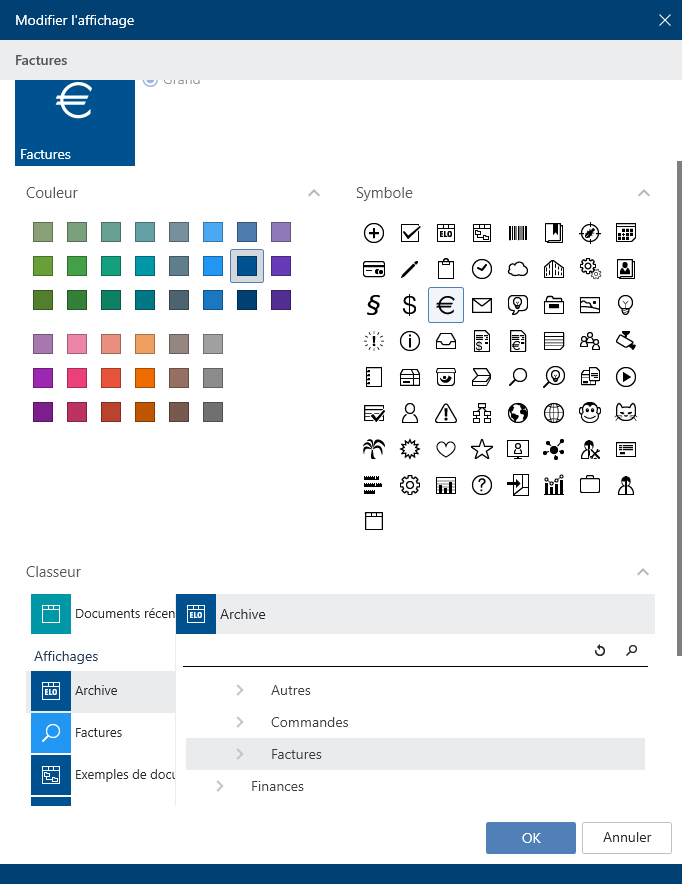 Dialogue 'Créer un affichage'
