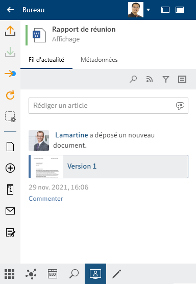 Section 'Desktop', avec interface à ELO