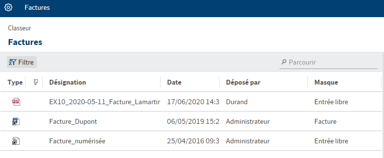 Aperçu de classeurs