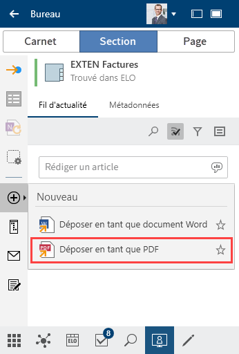 Fonction 'Déposer en tant que PDF'