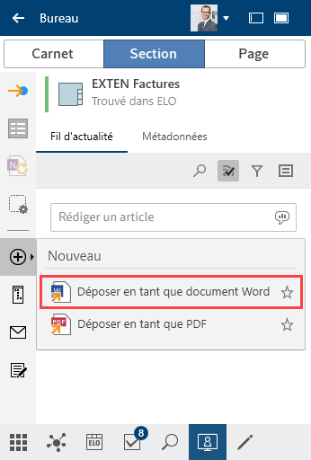 Fonction 'Déposer en tant que document Word'