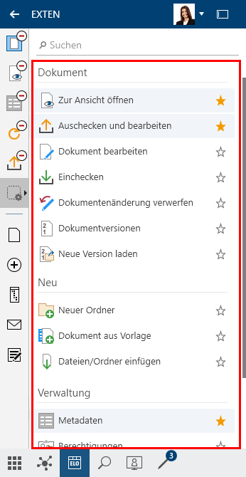 Liste mit allen Funktionen