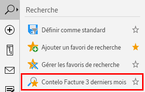 Favori de recherche créé dans la barre des fonctions.