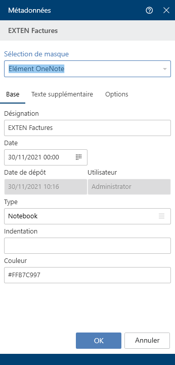 Dialogue 'Métadonnées'