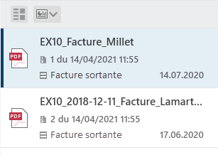 Liste des résultats