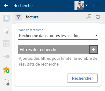 Bouton 'Ajouter' dans la section 'Filtres de recherche'