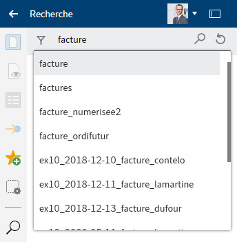 Propositions de recherche lors de l'entrée d'un terme de recherche