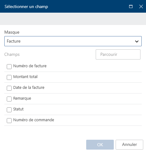 Dialogue 'Sélectionner un champ'