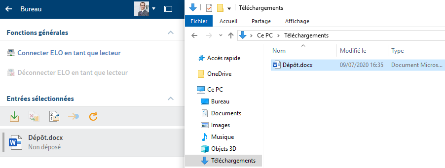 Fichier marqué dans Windows Explorer avec statut dans ELO