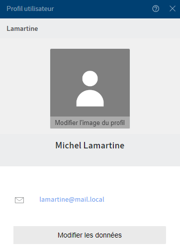 Dialogue 'Profil utilisateur'