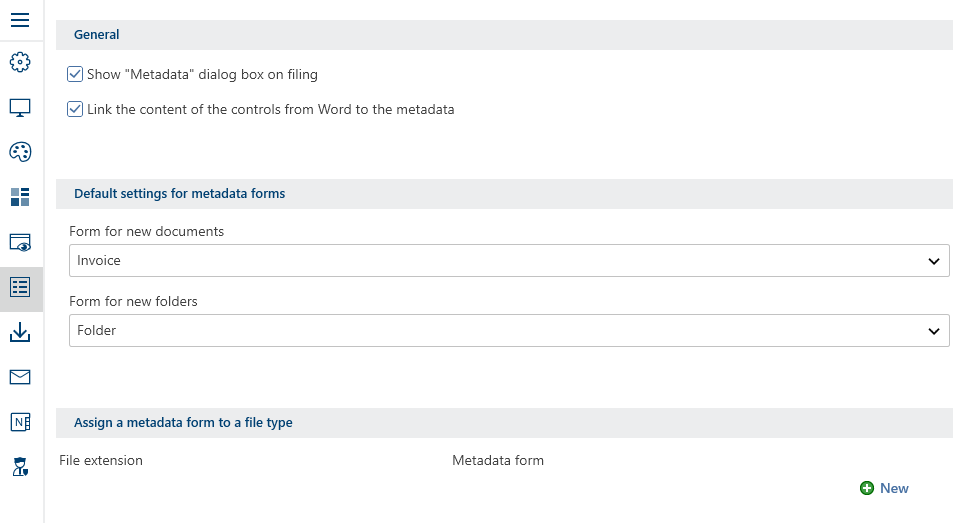 Configuration; 'Metadata' category