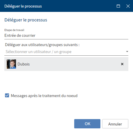 Dialogue 'Déléguer le processus'
